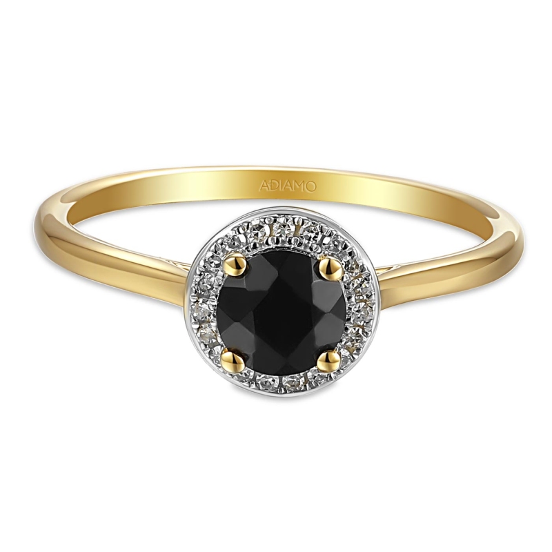 Pierścionek z czarnym agatem i diamentami (R62900 Y M BAG): 8 - zdjęcie: 3