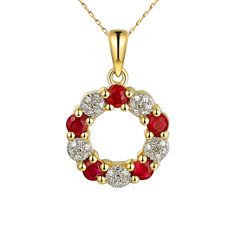 Zawieszka z rubinami i diamentami (P85272 Y RU) - zdjęcie: 1