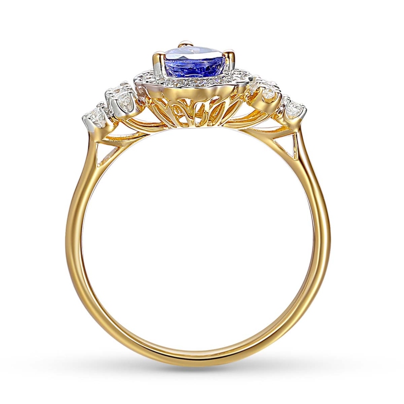 Pierścionek z tanzanitem i diamentami (R89889 Y T): 8 - zdjęcie: 2