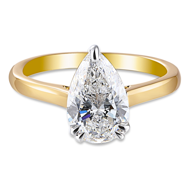 Pierścionek z diamentem laboratoryjny (R96123 2,02ct YW LGD) - zdjęcie: 2