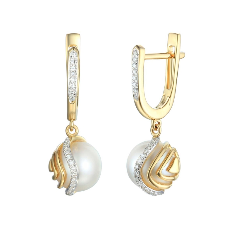 Kolczyki z perłami i diamentami (E81530 Y A) - zdjęcie: 1