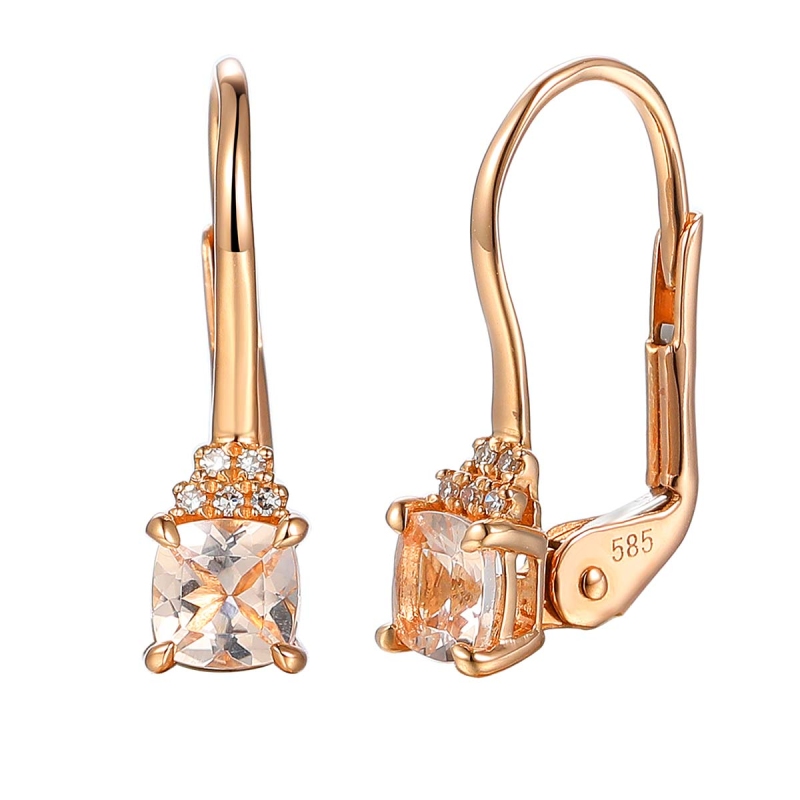 Kolczyki z morganitami i diamentami (E84146 R P MR) - zdjęcie: 1