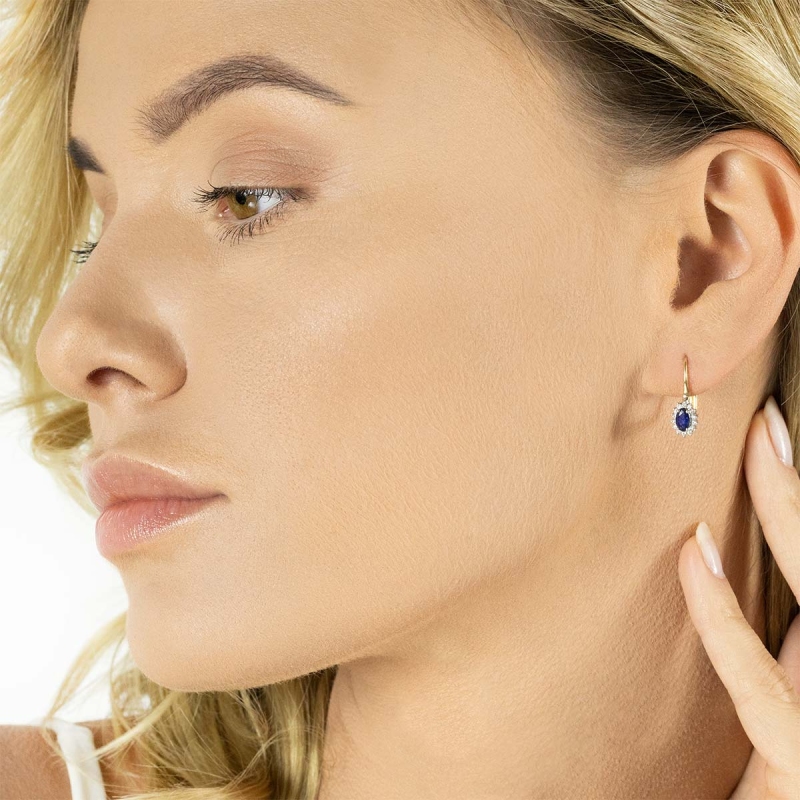 Kolczyki z szafirami i diamentami (E37507 YW P SA) - zdjęcie: 2