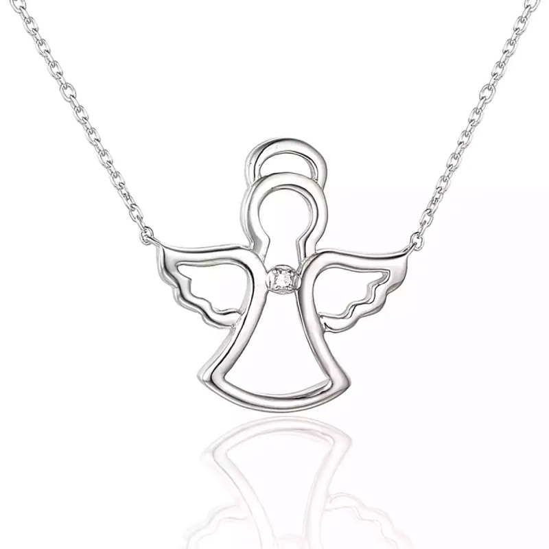 Naszyjnik aniołek z diamentem (N06628 W C) - zdjęcie: 1