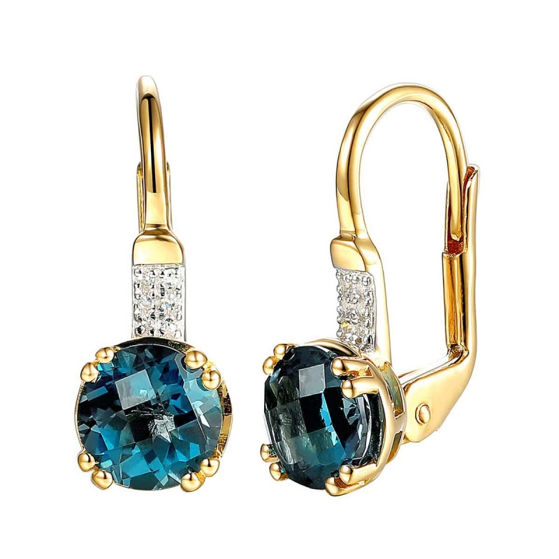 Kolczyki z london blue topazami i diamentami (E82457 Y P LBT) - zdjęcie: 1