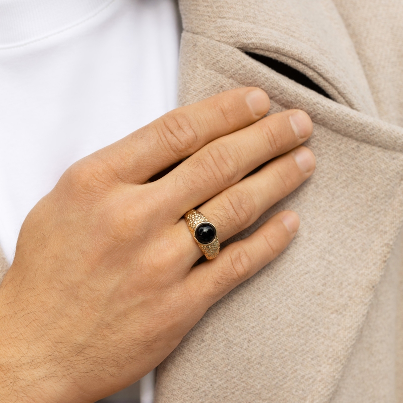 Sygnet złoty z czarnym agatem (R97687 Y BAG): 12 - zdjęcie: 2