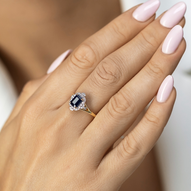 Pierścionek z szafirem i diamentami (R98879 Y SA): 10 - zdjęcie: 2