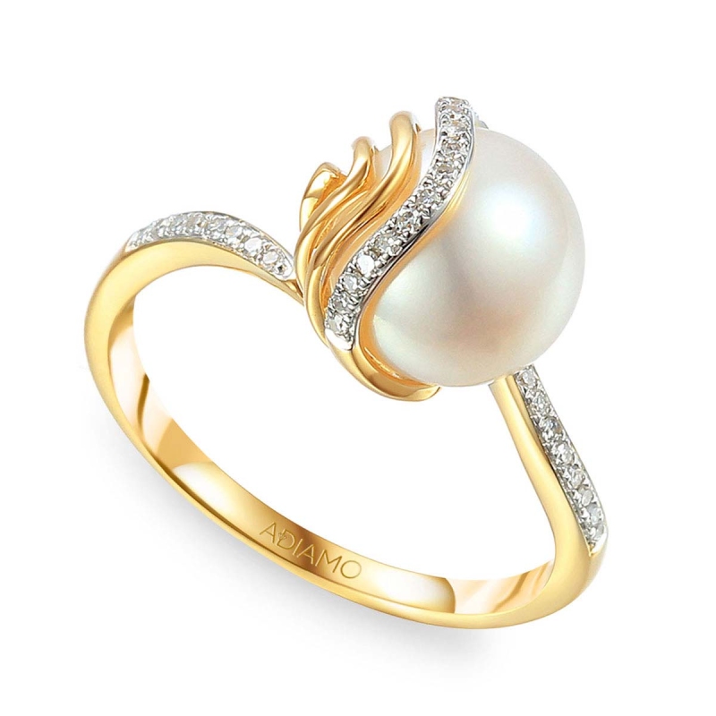 Pierścionek z perłą i diamentami (R81530 Y): 7 - zdjęcie: 1