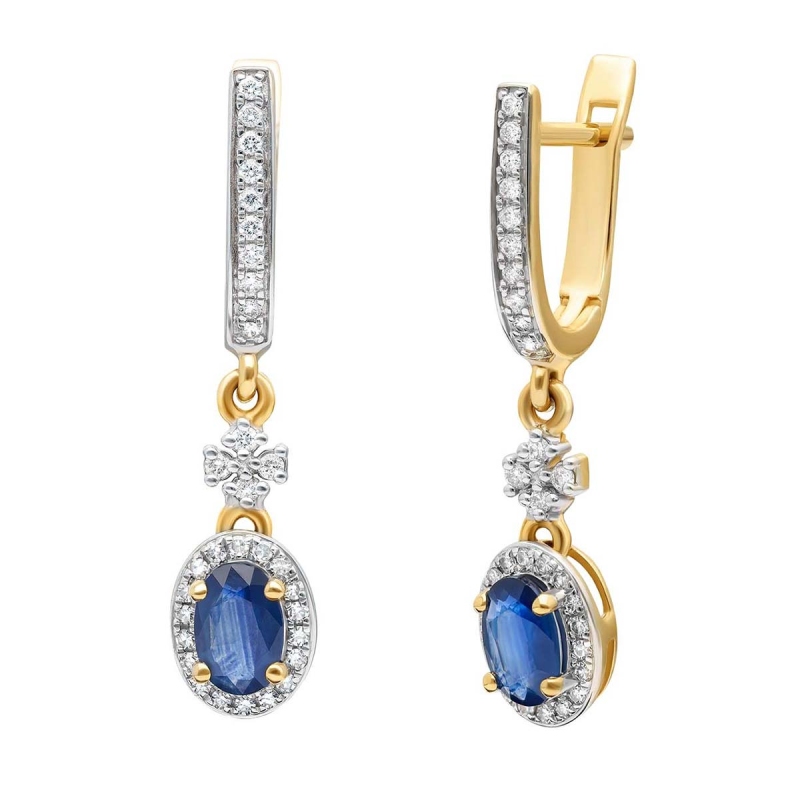 Kolczyki z szafirami i diamentami (E89890 Y A SA) - zdjęcie: 1