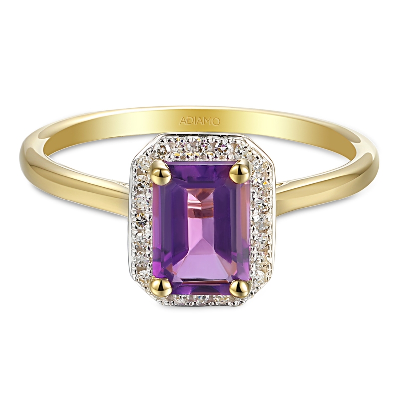 Pierścionek z ametystem i diamentami (R62904 Y M AM): 8 - zdjęcie: 3