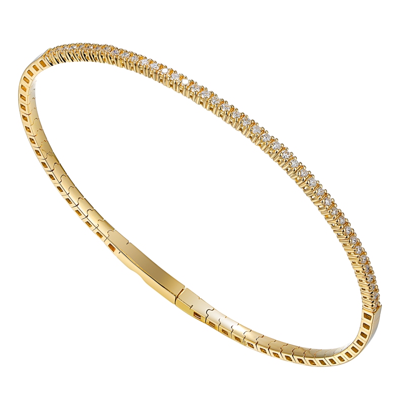 Bransoletka bangle elastyczna z diamentami (B09558 Y) - zdjęcie: 1