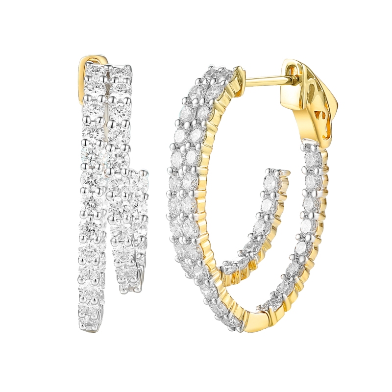 Kolczyki duo ring z diamentami (E97095 Y A) - zdjęcie: 1