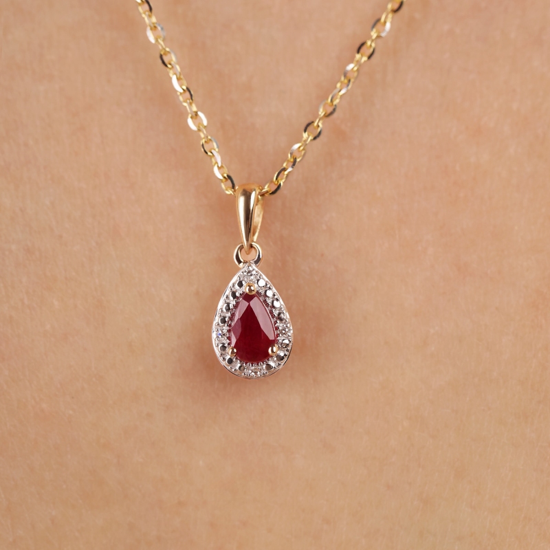Zawieszka z rubinem i diamentami (P69348 Y RU) - zdjęcie: 3
