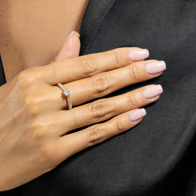 Pierścionek z diamentami, pr.585 73483 Y: 7 - zdjęcie: 2