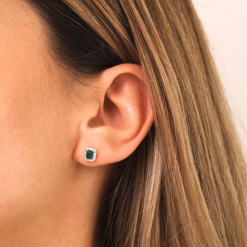 Kolczyki ze szmaragdami i diamentami (E69346 Y S EM) - zdjęcie: 2