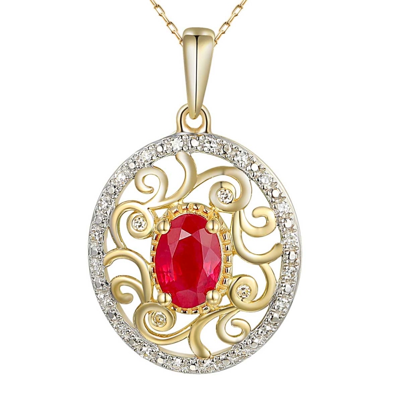 Zawieszka z rubinem i diamentami (P86861 Y RU) - zdjęcie: 1