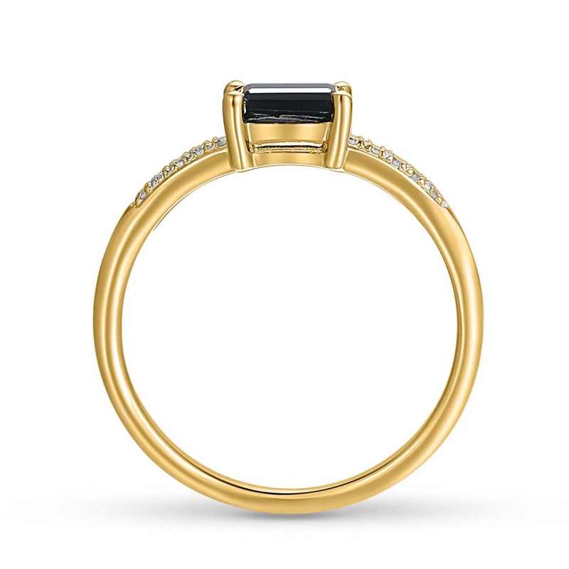 Pierścionek z czarnym agatem i diamentami (R78482 Y BAG): 8 - zdjęcie: 3