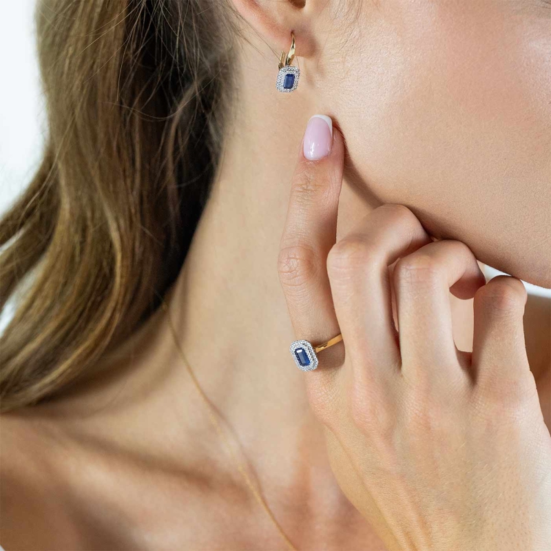 Pierścionek z szafirem i diamentami (R87499 YW SA): 7 - zdjęcie: 4