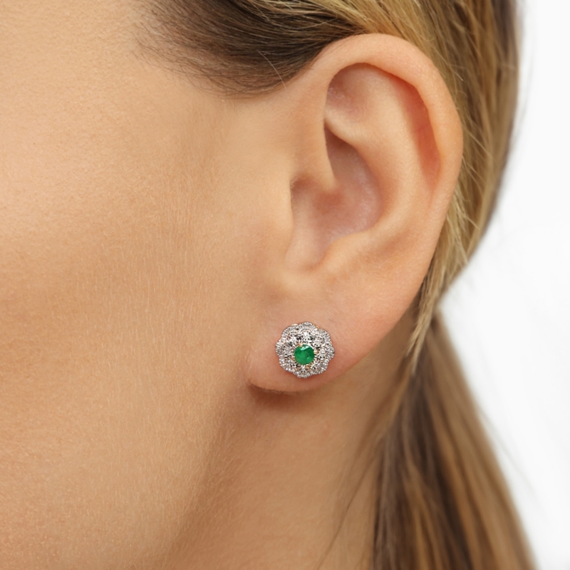 Kolczyki ze szmaragdami i diamentami (E94939 Y S EM) - zdjęcie: 2