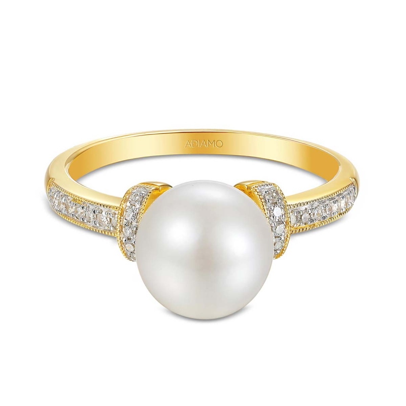 Pierścionek z perłą i diamentami (R23637 Y PL): 8 - zdjęcie: 3