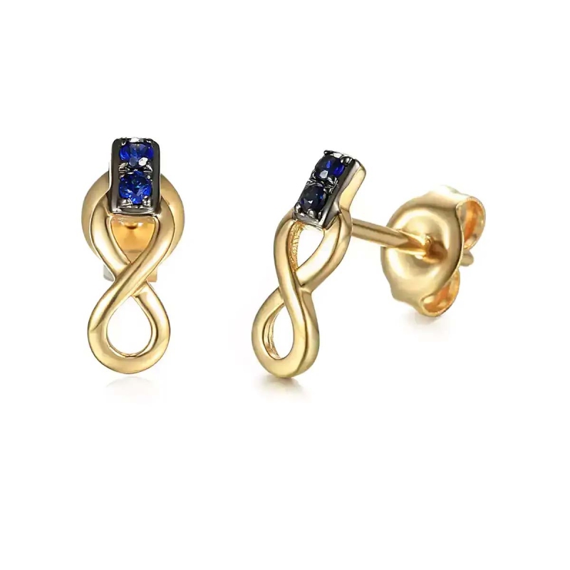 Kolczyki nieskończoność z szafirami (E65977 Y S SA 375) - zdjęcie: 1
