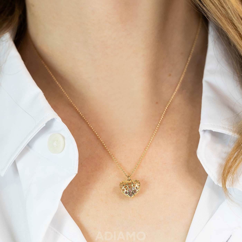 Naszyjnik serce z różowymi ametystami (N09779 Y PAM) - zdjęcie: 2