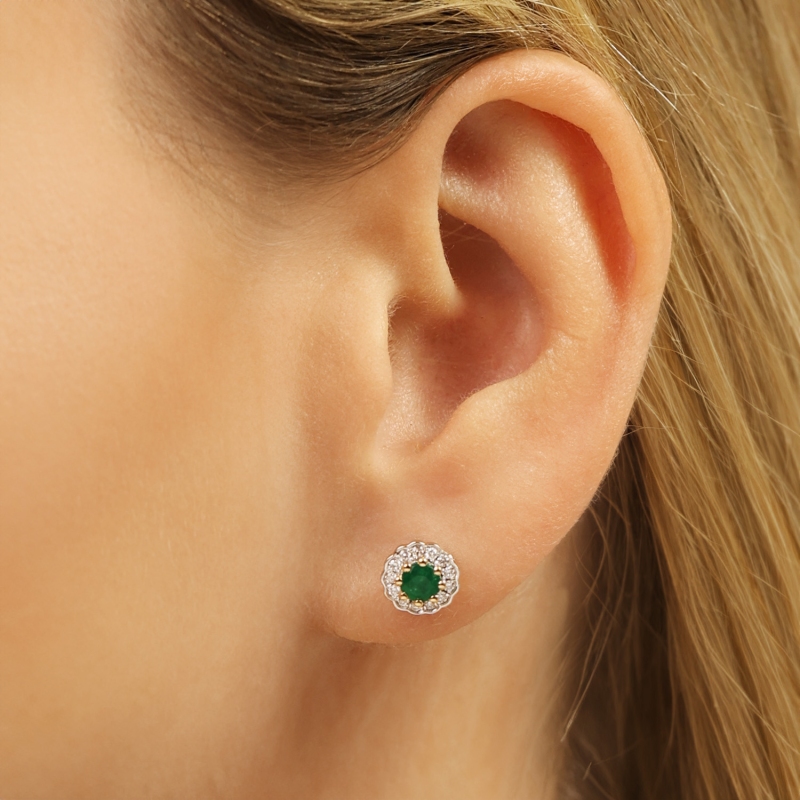 Kolczyki ze szmaragdami i diamentami (E82050 Y S EM) - zdjęcie: 2