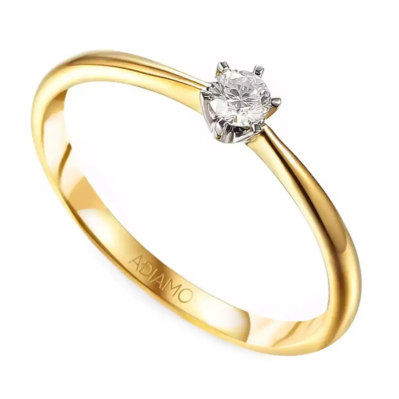 Pierścionek z diamentem, dwukolorowe złoto (R27077 YW 0,10ct): 7 - zdjęcie: 1