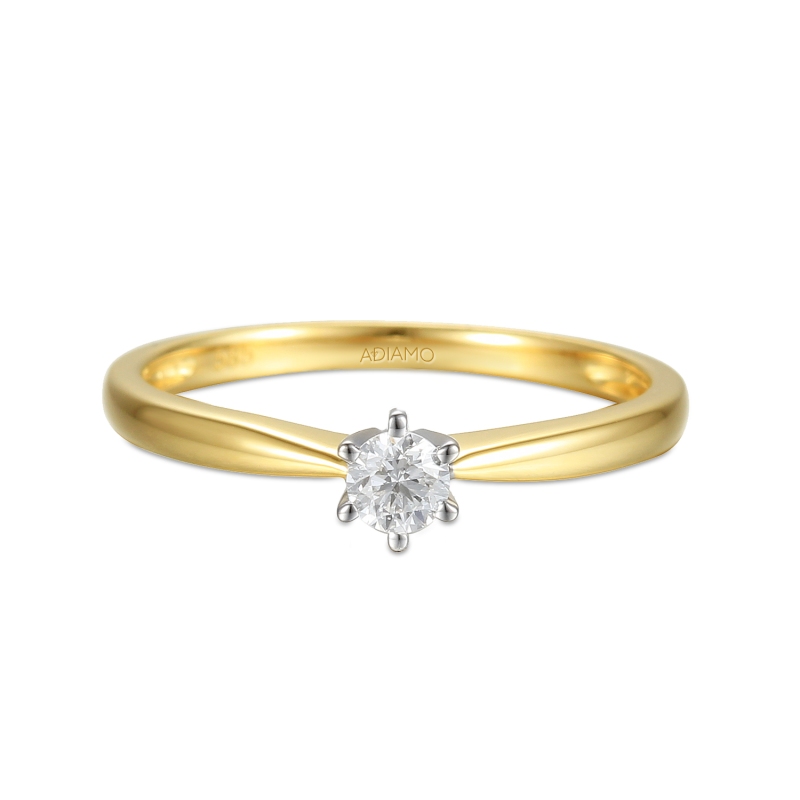 Pierścionek z diamentem, dwukolorowe złoto pr.585 R34130 0,15ct: 8 - zdjęcie: 3