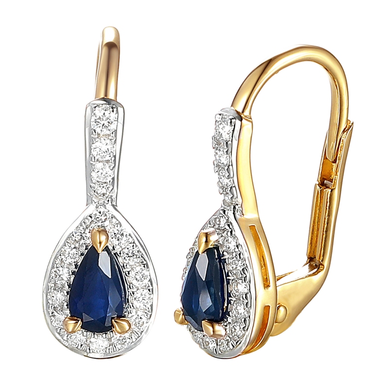 Kolczyki z szafirami i diamentami (E86387 Y P SA) - zdjęcie: 1