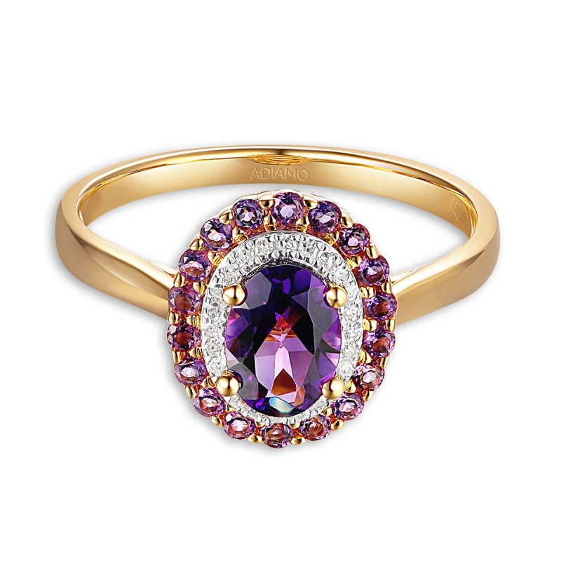 Pierścionek z ametystami i diamentami (R71860 Y AM): 8 - zdjęcie: 3