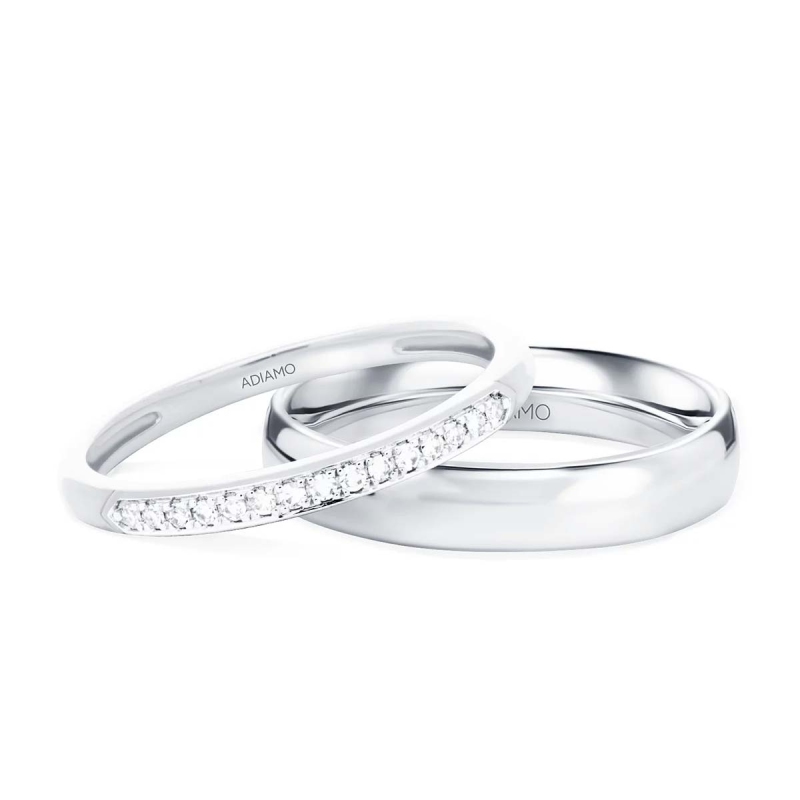 Obrączki ślubne, białe złoto, diamenty, 1,5mm i 4mm: 9, 25 - zdjęcie: 1