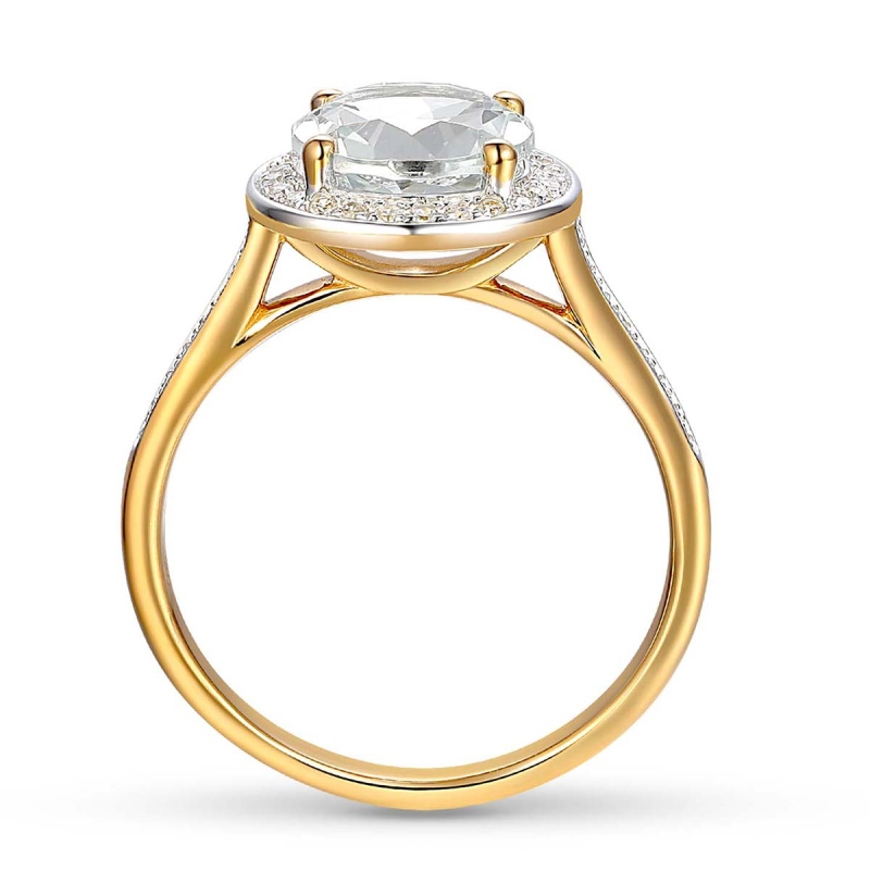 Pierścionek z białym topazem i diamentami (R75601 Y WT): 10 - zdjęcie: 3