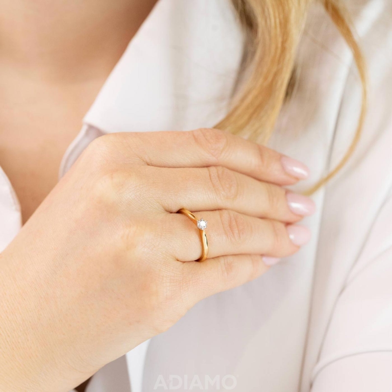 Pierścionek z diamentem, dwukolorowe złoto: 8 - zdjęcie: 2