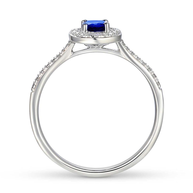 Pierścionek halo z szafirem i diamentami (R61659 W SA): 8 - zdjęcie: 2