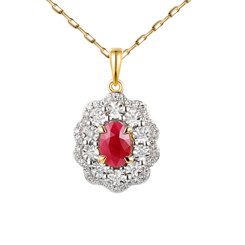 Zawieszka z rubinem i diamentami (P83432 Y RU) - zdjęcie: 1