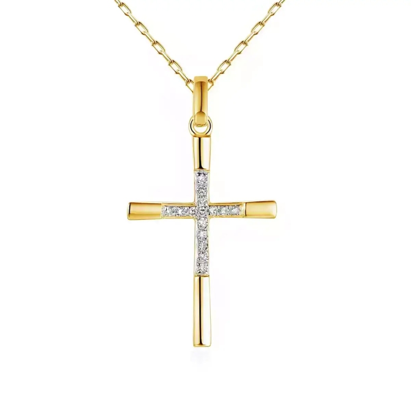 Zawieszka złoty krzyżyk z diamentami (P34339 Y) - zdjęcie: 1