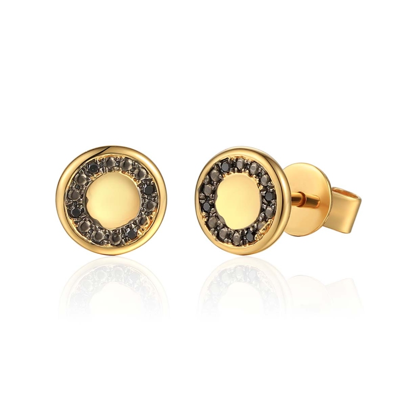 Kolczyki z czarnymi diamentami (E69684 Y S BD) - zdjęcie: 1