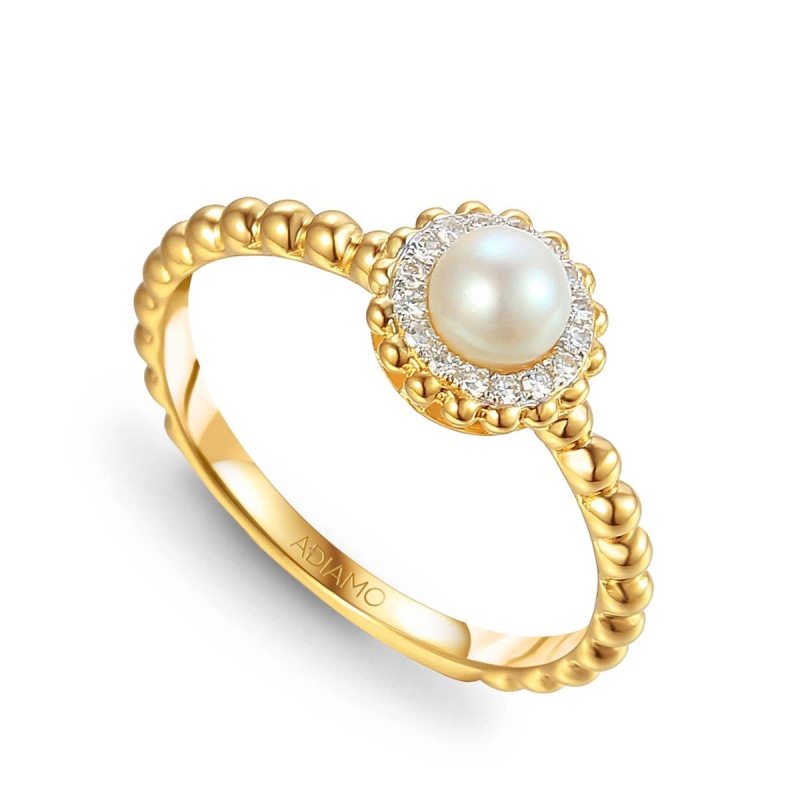 Pierścionek z perłą i diamentami (R81520 Y PL): 10 - zdjęcie: 1