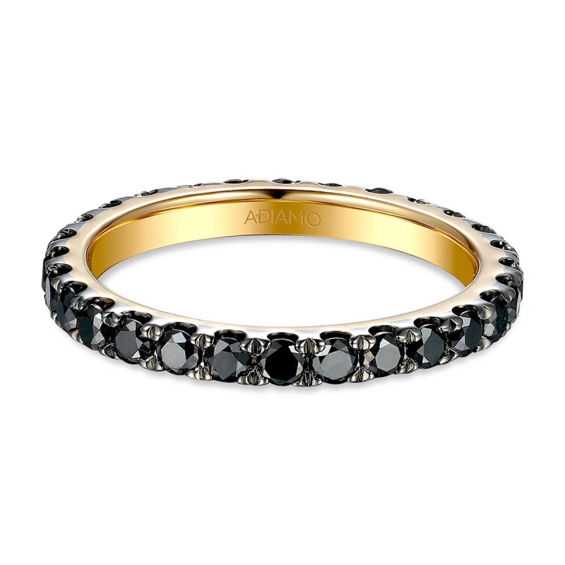 Pierścionek obrączkowy z czarnymi diamentami (R79366 Y BD): 14 - zdjęcie: 2