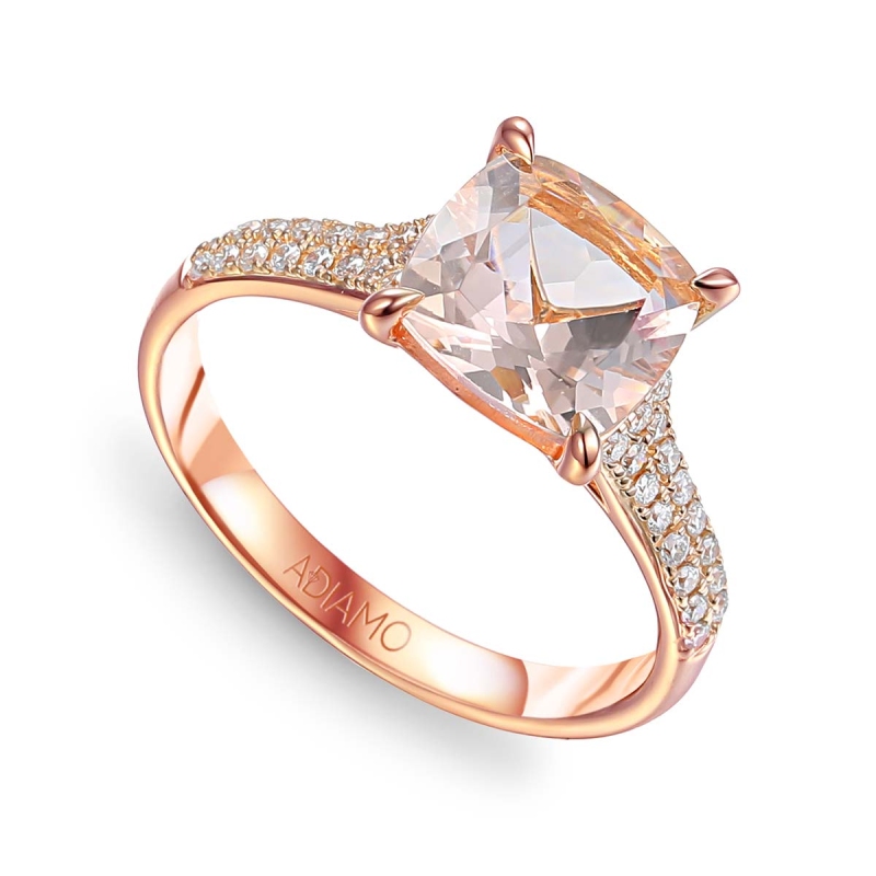 Pierścionek z morganitem i diamentami (R81984 R MR): 10 - zdjęcie: 1