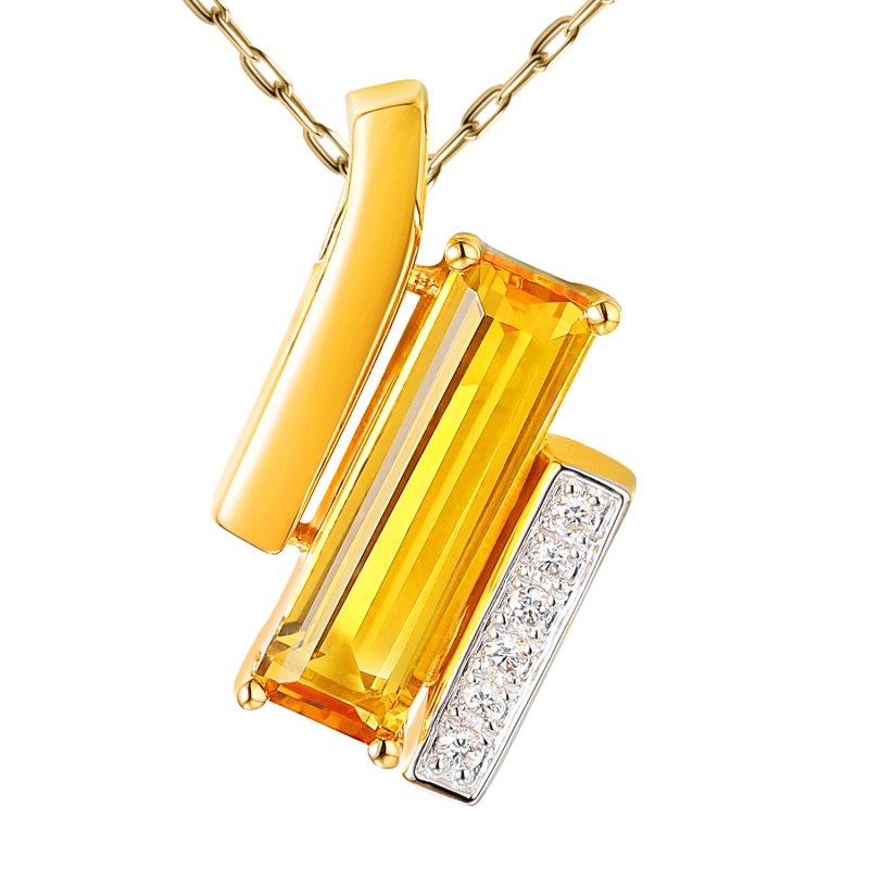 Zawieszka z cytrynem i diamentami (P100381 Y CT) - zdjęcie: 1