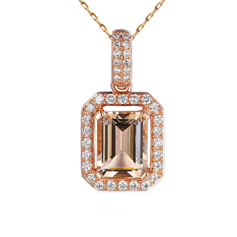 Zawieszka z morganitem i diamentami (P82005 R MR) - zdjęcie: 1