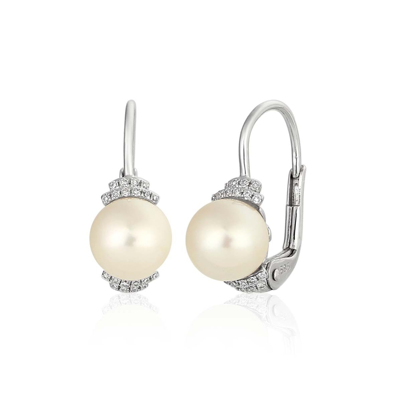 Kolczyki z perłami i diamentami (E36880 W P) - zdjęcie: 1