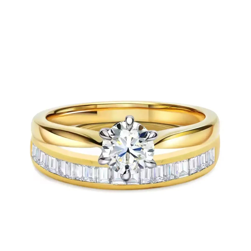 Obrączki ślubne, żółte złoto, diamenty, 3,4mm i 4mm: 9, 25 - zdjęcie: 2