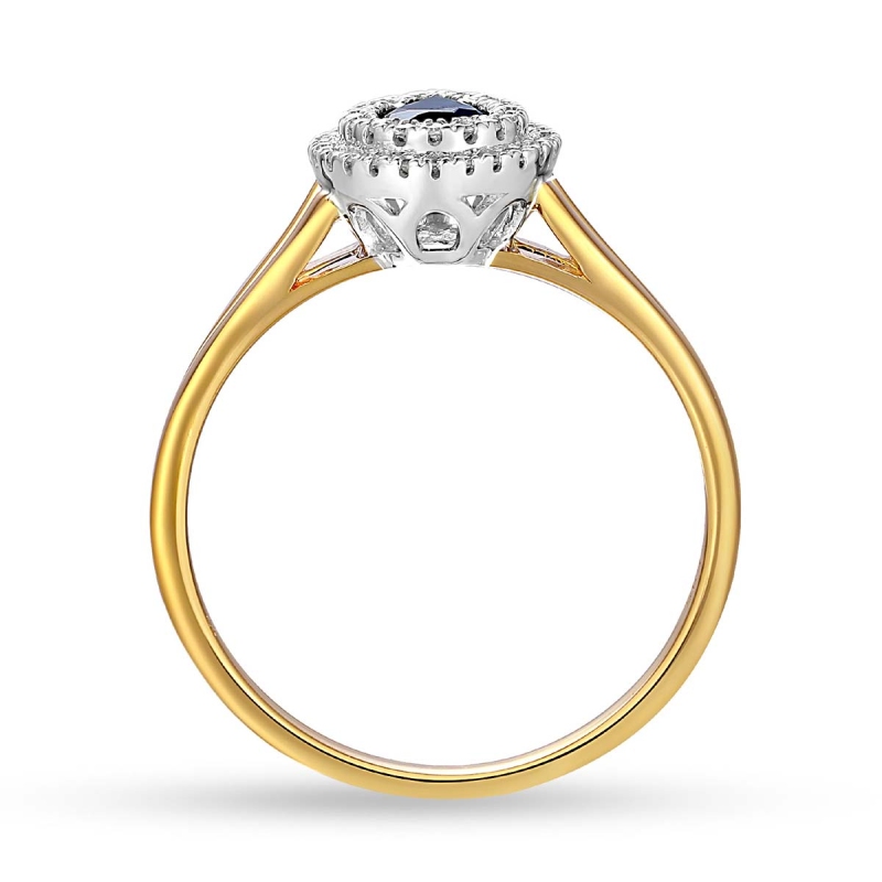 Pierścionek z szafirem i diamentami (R87498 YW SA): 8 - zdjęcie: 3