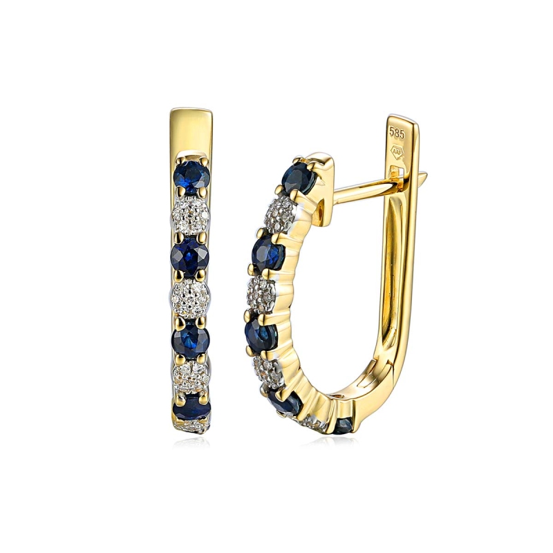 Kolczyki z szafirami i diamentami (E85272 Y A SA) - zdjęcie: 1