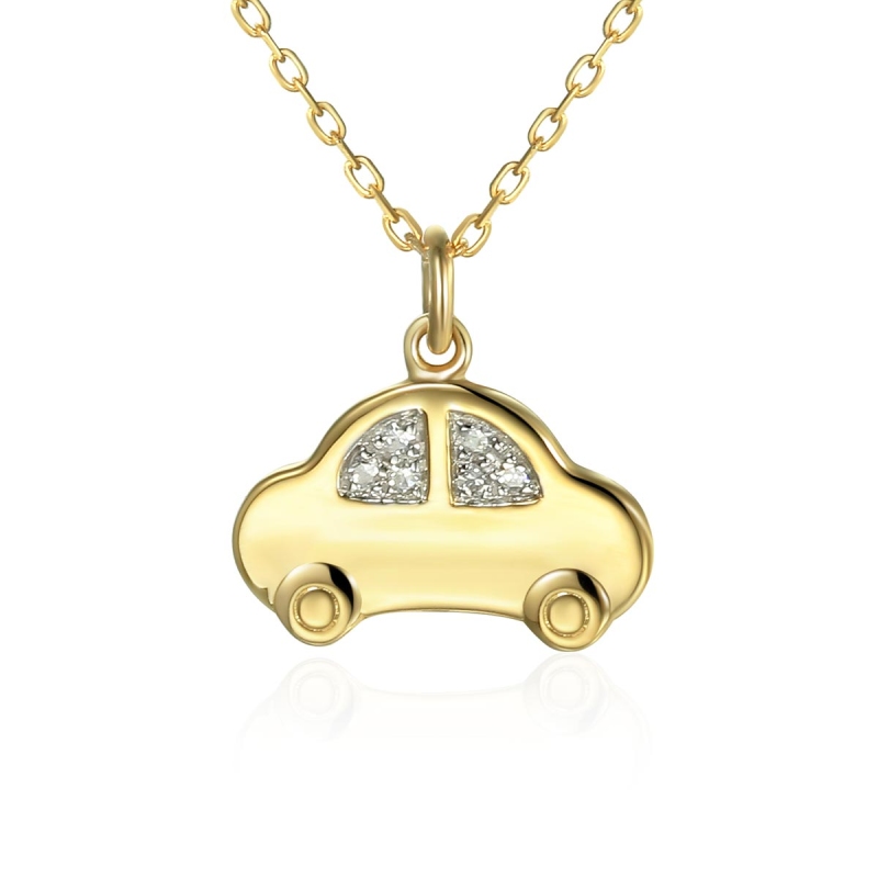 Naszyjnik samochodzik z diamentami (N09555 Y S) - zdjęcie: 1