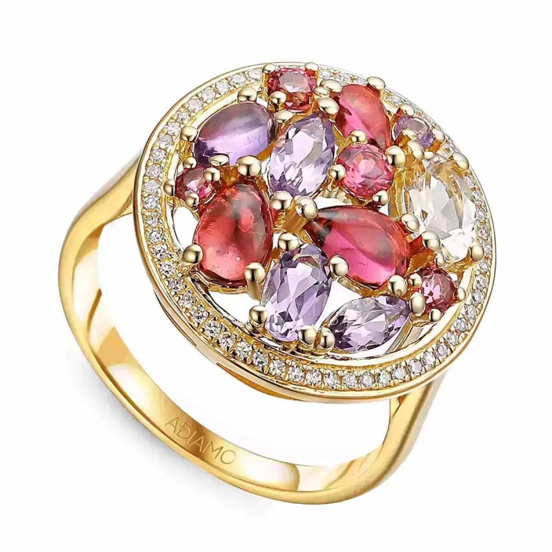 Pierścionek z kamieniami naturalnymi i diamentami (R54240 Y): 7 - zdjęcie: 1