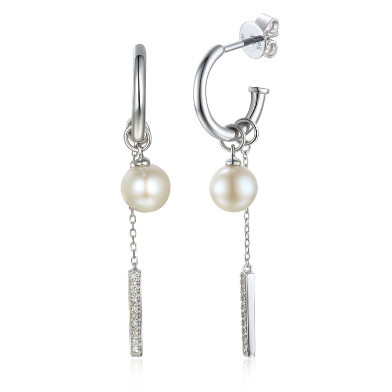 Kolczyki z perłami i diamentami (E81513 W S) - zdjęcie: 1
